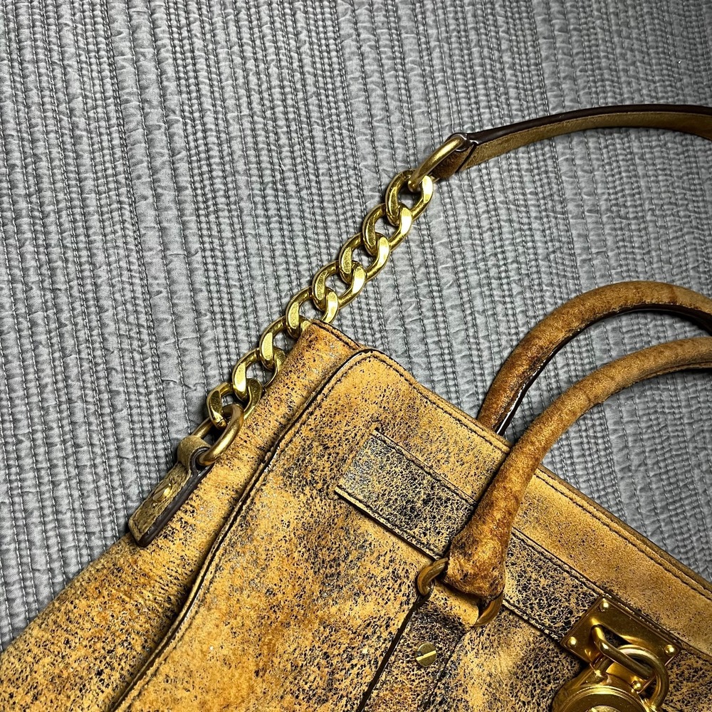 Michael Kors East West Hampton Tote Bag MK Signature Canvas Brown Shoulder Bag - Picture 5 of 10